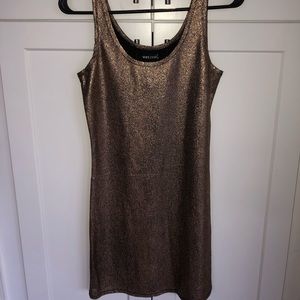 NWOT Wet Seal body con gold metallic mini dress M